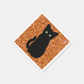 Serviette En Papier Chat noir, chaton mignon, parties scintillant oran (Coin)