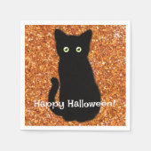 Serviette En Papier Chat noir, chaton mignon, parties scintillant oran (Devant)