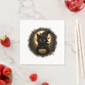 Serviette En Papier Chat noir Citrouille Lune Éffrayante Halloween Wom (En situation)