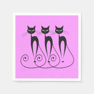 Serviette En Papier Chat noir comique