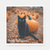 Serviette En Papier Chat noir dans le patch Citrouille (Devant)