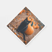 Serviette En Papier Chat noir dans le patch Citrouille (Coin)