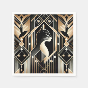 Serviette En Papier Chat noir décoratif serviettes Abstraites