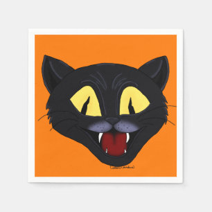 Serviette En Papier Chat noir d'Halloween