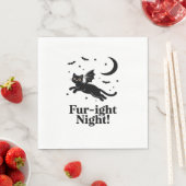 Serviette En Papier Chat noir d'Halloween avec ailes de chauve-souris  (En situation)