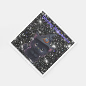 Serviette En Papier Chat noir d'Halloween blanc mignon (Coin)