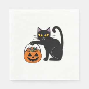 Serviette En Papier Chat noir d'Halloween Citrouille Jack O' Lantern S