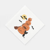 Serviette En Papier Chat noir d'Halloween et Citrouilles en blanc (Coin)