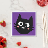Serviette En Papier Chat noir drôle violet (En situation)