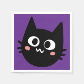Serviette En Papier Chat noir drôle violet (Devant)
