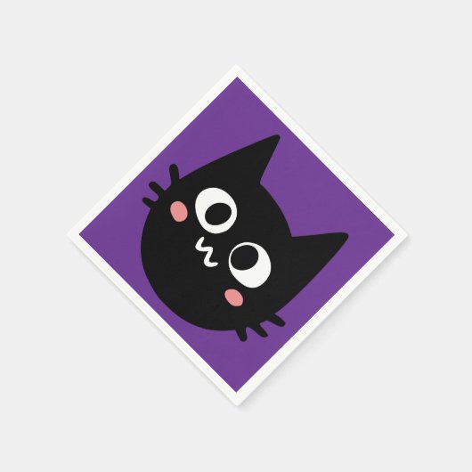 Serviette En Papier Chat noir drôle violet (Coin)