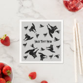 Serviette En Papier Chat noir éffrayant avec halloween en arrière (En situation)