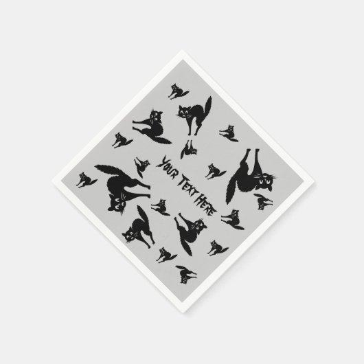 Serviette En Papier Chat noir éffrayant avec halloween en arrière (Coin)