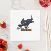 Serviette En Papier Chat noir éffrayant et souris (En situation)