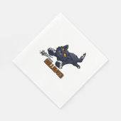 Serviette En Papier Chat noir éffrayant et souris (Coin)