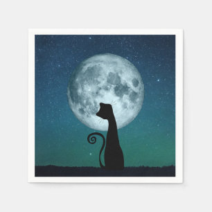 Serviette En Papier Chat noir en papier clair de lune