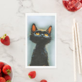 Serviette En Papier Chat noir enchanté (En situation)