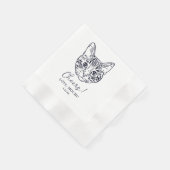 Serviette En Papier Chat noir et blanc Mariage personnalisé (Coin)