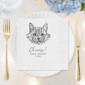 Serviette En Papier Chat noir et blanc Mariage personnalisé