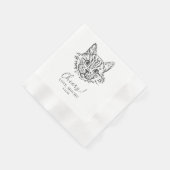 Serviette En Papier Chat noir et blanc Mariage personnalisé (Coin)
