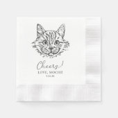 Serviette En Papier Chat noir et blanc Mariage personnalisé (Devant)