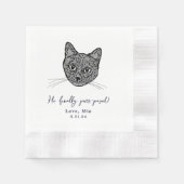 Serviette En Papier Chat noir et blanc Mariage personnalisé serviettes (Devant)