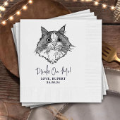 Serviette En Papier Chat noir et blanc Mariage personnalisé serviettes