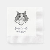 Serviette En Papier Chat noir et blanc Mariage personnalisé serviettes (Devant)