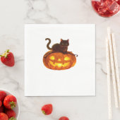 Serviette En Papier Chat noir et Citrouille - Halloween magique Éffray (En situation)