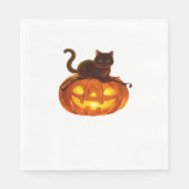 Serviette En Papier Chat noir et Citrouille - Halloween magique Éffray (Devant)