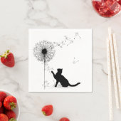 Serviette En Papier Chat noir et Dandelion (En situation)