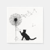 Serviette En Papier Chat noir et Dandelion (Devant)