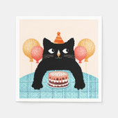 Serviette En Papier Chat noir et gâteau (Devant)