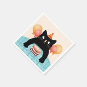 Serviette En Papier Chat noir et gâteau (Coin)