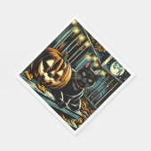 Serviette En Papier Chat noir et Halloween Jack-O-Lanterne (Coin)