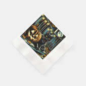 Serviette En Papier Chat noir et Halloween Jack-O-Lanterne (Coin)