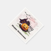 Serviette En Papier Chat noir et Jack o' Lantern Halloween (Coin)