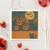Serviette En Papier Chat noir et serviettes Citrouilles Halloween (En situation)
