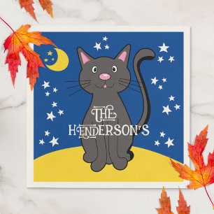 Serviette En Papier Chat Noir Étoiles d'Halloween Lune mignonne Enfant