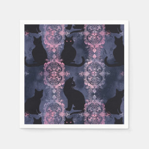 Serviette En Papier Chat noir gothique en pâte