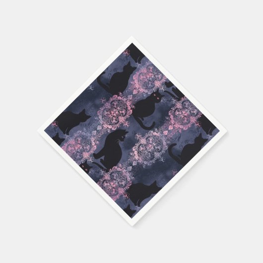 Serviette En Papier Chat noir gothique en pâte (Coin)