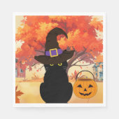 Serviette en papier Chat Noir Halloween (Devant)