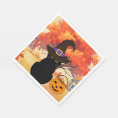 Serviette en papier Chat Noir Halloween (Coin)