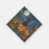 Serviette En Papier Chat noir Halloween (Coin)
