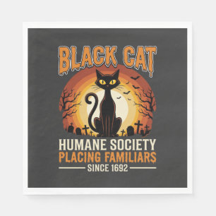 Serviette En Papier Chat Noir Halloween Familier Vintage Cimetière Dés