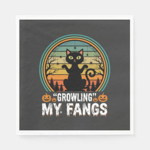 Serviette En Papier Chat noir Halloween grognant mes crocs Design Rétr