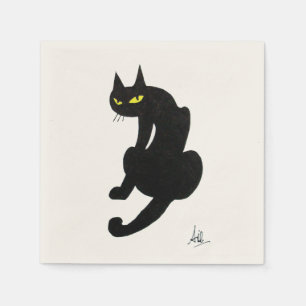 SERVIETTE EN PAPIER CHAT NOIR HALLOWEEN PARTY