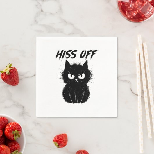 Serviette En Papier Chat Noir Hiss Off Pour Hommes Femmes Meow Cadeaux (En situation)
