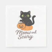 Serviette En Papier Chat noir malicieux avec yeux verts brillants sur  (Devant)