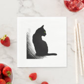 Serviette En Papier Chat noir - Meow (En situation)